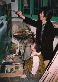 1995年10月与女儿在四川美院家中-2