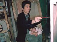 1995年10月与女儿在四川美院家中-1